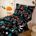 SDIII 4 Piece Dark Gamer Toddler Bedding Set Boy, Microfiber Video Game Toddler Boy Bedding Set with Comforter, Fitted Sheet, Flat Sheet, Pillowcase