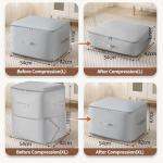 Ultra Space Saving Self Compression Organizer, Upgraded Space Saving Self Compression Organizer Space Bags, Premium Comforter Packaging Cube Bedding Storage Bag (Light Grey, X-Large 54×42×60cm)