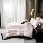 Bedding_Dreamer Satin Queen Comforter Set with Sheet Set Silk Like Pink Bedding Set 8 Pcs Black Ruffle Pattern Bed Home Decor Soft Down Comforter Luxury Hotel Silky Bed Set with 1 Cushion Cover