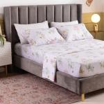 QSH 100% Egyptian Cotton Floral Pillow Cases Standard Size Set of 2, Butterfly Flowers Print Pattern Bedding Pillow Shams Standard Size, Envelope Closure Standard Pillows Covers (20"x26")