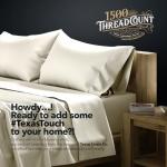 TEXAS LINEN CO. 100% Egyptian Cotton King Size Sheets Set - Luxury 1500 Thread Count Egyptian Cotton Sheets King Size, 17" Deep Pocket, Soft, Cooling Sateen Weave Hotel Quality Bedding Set - Ivory