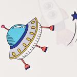 J-pinno Outer Space Planet Rocket Travel Adorable Twin 100% Cotton 3 Pieces Sheet Set for Kids Girls Children Flat Sheet + Fitted Sheet + Pillowcase Bedding Decoration Gift Set