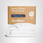 Brooklinen Luxury Sateen Duvet Cover - 100% Cotton, King/California King Size in White with Extra-Long Corner Ties and Button Closure - Best King/Cali King Duvet Covers