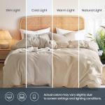 Wake In Cloud - Cotton Duvet Cover Set, Queen Size, Khaki Linen Color, 100% Washed Cotton, Linen Like Textured, Breathable Percale Durable Comfy Farmhouse Neutral Bedding Set, 3 Pieces