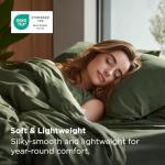 Bedsure Silky Cooling Duvet Cover Queen Size - Lightweight 100% Rayon Derived from Bamboo Comforter Cover Set for Hot Sleepers, Breathable & Moisture-Wicking Bedding Set, Olive Green