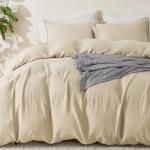 Light Tan Muslin Cotton Duvet Cover Set, Queen
