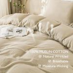 Light Tan Muslin Cotton Duvet Cover Set, Queen
