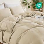 Light Tan Muslin Cotton Duvet Cover Set, Queen