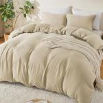 Light Tan Muslin Cotton Duvet Cover Set, Queen