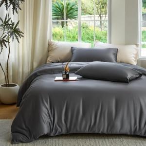 DOZ Duvet Cover Set, 100% Viscose derived from Bamboo, Organically Grown, Buttery Soft, Cooling Duvet Covers, High GSM, 1 Duvet Cover and 2 Pillowcases, 106"x90" (Storm, King/Cal King)