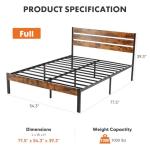 Sweetcrispy Full Size Bed Frame with Headboard, 800LBS Mattress Foundation with All Sturdy Metal Support, Under Bed Storage, No Box Spring Needed, Easy Assembly, Rust Brown
