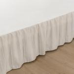 Striped Tufted Bed Skirt King Size, Ruffled Bed Skirts with Split Corners, King Bed Skirt 18 Inch Drop, Striped, Ivory, 18" King