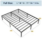 Allewie Full Size Bed Frame, 14 inch Metal Platform Beds with Storage Space, No Box Spring Needed and Easy Assembly, Black