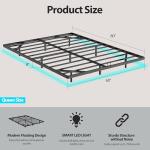 Arhomefurni Floating Bed Frame with Smart LED Lights Metal Platform Bed Easy Assembly No Box Spring Needed (Queen)