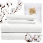 TWK 1200 Thread Count 100% Egyptian Cotton Sheets Bed Set,Thickness,Long-Lasting Durability,Resists Pilling,Deep Pocket Up to 18",with a Laundry Bag (White, King)