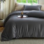 DOZ Duvet Cover Set, 100% Viscose derived from Bamboo, Organically Grown, Buttery Soft, Cooling Duvet Covers, High GSM, 1 Duvet Cover and 2 Pillowcases, 106"x90" (Storm, King/Cal King)