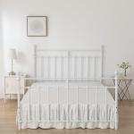 Striped Tufted Bed Skirt King Size, Ruffled Bed Skirts with Split Corners, King Bed Skirt 18 Inch Drop, Striped, Ivory, 18" King