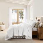 WDCOZY White Queen Size Quilt Bedding Sets with Pillow Shams, Lightweight Soft Bedspread Coverlet, Quilted Blanket Thin Comforter Bed Cover, All Season Summer Spring, 3 Pieces, 90x90 inches