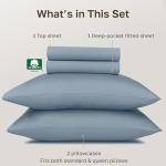 California Design Den 100% Egyptian Cotton Sheets Set - Sateen Queen Sheets Set, Certified Authentic Luxury, Deep Pockets, Soft and Durable Luxury Bedding - Blue Hydrangea