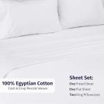 California Design Den Certified 100% Egyptian Cotton Sheets King Size Deep Pocket Set - King Percale Sheet Set with Deep Pockets, Lightweight, Crisp, Durable Luxury Bedding - White
