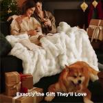 Bedsure GentleSoft Fluffy Fuzzy Throw Blanket, Soft Cozy Fleece Faux Fur Blanket for Couch, Living Room Decor Minky Velvet Spring Bed Cover, Thick Warm Plush Women Men Birthday Gifts, 870GSM, Cream