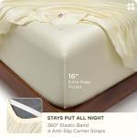 Bedsure 100% GIZA Egyptian Cotton Sheets - CEA Certified Queen Size Bed Set, Sateen Weave, Cool & Silky Soft, 16" Deep Pocket, 700 Thread Count Hotel Collection 100% Cotton Bedding Sheets(Ivory,Queen)