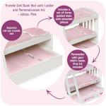 Badger Basket Doll Bunk Bed with Bedding, Ladder, and Free Personalized Kit - Fits Dolls Up to 22 Inches - Ideal for Girl Dolls and Baby for Pretend Play - White/Pink