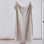 Ultra Soft Cozy Sherpa Throw Blanket with Tassel, Light Weight Warm Decorative 2 Tones Ombre Light Brown Pattern Reversible Boho Style Blanket for Sofa, Couch, Bedroom,Travel, 50”x60”