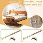 YINETTECH 16 Sets M6 Furniture Connecting Bolts Half Moon Threaded Washers for Bunk Bed Baby Bed Table Chair Board Connection 100mm