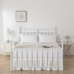 Striped Tufted Bed Skirt King Size, Ruffled Bed Skirts with Split Corners, King Bed Skirt 18 Inch Drop, Striped, Ivory, 18" King