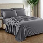 Mayfair Linen 100% Egyptian Cotton Sheets King Size - 1000 High Thread Count Sheets King, 6 PC Luxury Hotel King Size Sheets Set, 16" Deep Pocket Sateen Weave Cooling Bed Sheet Sets - Dark Grey