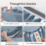 California Design Den 100% Egyptian Cotton Sheets Set - Sateen Queen Sheets Set, Certified Authentic Luxury, Deep Pockets, Soft and Durable Luxury Bedding - Blue Hydrangea