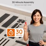 Rolanstar Full Size Bed Frame with Charging Station, LED Full Bed Frame with Wood Storage Headboard, Platform Bed with Metal Slats & Under Bed Storage, No Box Spring Needed, Noise Free, Black Oak