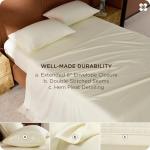 Bedsure 100% GIZA Egyptian Cotton Sheets - CEA Certified Queen Size Bed Set, Sateen Weave, Cool & Silky Soft, 16" Deep Pocket, 700 Thread Count Hotel Collection 100% Cotton Bedding Sheets(Ivory,Queen)