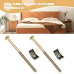 YINETTECH 16 Sets M6 Furniture Connecting Bolts Half Moon Threaded Washers for Bunk Bed Baby Bed Table Chair Board Connection 100mm