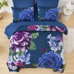 Drucon Blue Floral Comforter Set Queen, 7 Pieces Bed in a Bag Botanical Floral Comforter Soft Microfiber Dark Blue Bedding Set Queen Size Bed with Sheet and Pillowcase