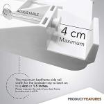 Modern Innovations Bedside Shelf for Bed, College Dorm Room, Bunk Bed Shelf/Caddy for Top Bunk, Clip On Nightstand Tray with Cord and Cup Holder for Table Storage (White)