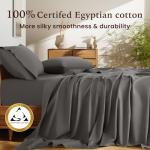 Shilucheng 100% Cotton Queen Size Sheets Set - 1500 Thread Count，Luxury Egyptian Cotton Bed Sheets，5-Star Hotel Quality Sheets, Breathable & Cooling, 16 Inch Deep Pocket - 4 Piece (Dark Grey)