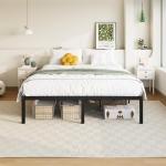 Allewie Full Size Bed Frame, 14 inch Metal Platform Beds with Storage Space, No Box Spring Needed and Easy Assembly, Black