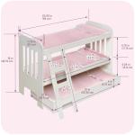 Badger Basket Doll Bunk Bed with Bedding, Ladder, and Free Personalized Kit - Fits Dolls Up to 22 Inches - Ideal for Girl Dolls and Baby for Pretend Play - White/Pink