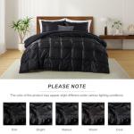 Lanest Housing Twin Size Satin Comforter Set Black, 2 Pieces Soft and Lightweight Silk Bedding, All Season Fluffy Down Alternative Comforter Bed Set