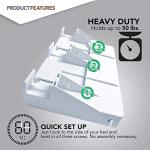 Modern Innovations Bedside Shelf for Bed, College Dorm Room, Bunk Bed Shelf/Caddy for Top Bunk, Clip On Nightstand Tray with Cord and Cup Holder for Table Storage (White)