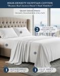 100% Egyptian Cotton Sheets Queen Size - Naturally Cooling & Breathable 4 Piece Silky Sateen Weave Queen Sheet Set, Ultra-Soft & Durable Hotel Luxury Sheets with 15" Snug Fit Deep Pockets - White