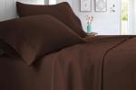 True Luxury 1000-Thread-Count 100% Egyptian Cotton Bed Sheets, 4-Pc Queen Dark Brown Sheet Set, Single Ply Long-Staple Yarns, Sateen Weave, Fits Mattress Upto 18'' Deep Pocket