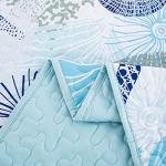 Dinjoy Coastal Quilt Set Queen Size, Blue Ocean Beach Themed Bedding Set Coral Seashell Conch Starfish Pattern Microfiber Lightweight Summer Bedspread Coverlet Bed Set All Season (96x90 Inch)