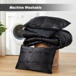 Lanest Housing Twin Size Satin Comforter Set Black, 2 Pieces Soft and Lightweight Silk Bedding, All Season Fluffy Down Alternative Comforter Bed Set