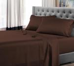 True Luxury 1000-Thread-Count 100% Egyptian Cotton Bed Sheets, 4-Pc Queen Dark Brown Sheet Set, Single Ply Long-Staple Yarns, Sateen Weave, Fits Mattress Upto 18'' Deep Pocket