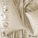 URBANHUT 1000 Thread Count 100% Cotton Damask King Size Sheets, Long Staple 4 Piece Striped Bedsheet, Luxury Hotel Sateen Weave - Soft & Breathable, Better Than Egyptian, 16" Deep Pocket - Ivory