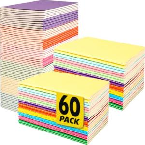 60 Pack Small Lined Notepads Bulk, Mini Journal Pocket Notebooks Set 3.5 Inch x 5.5 Inch, Colored Cover Notebook for Kids, 10 Colors 24 Sheets (48 Pages) for Traveler, Students, School Supplies