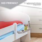 Modern Innovations Bedside Shelf for Bed, College Dorm Room, Bunk Bed Shelf/Caddy for Top Bunk, Clip On Nightstand Tray with Cord and Cup Holder for Table Storage (White)